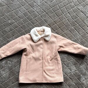 Noralee Pink Coat with White Faux Fur Collar